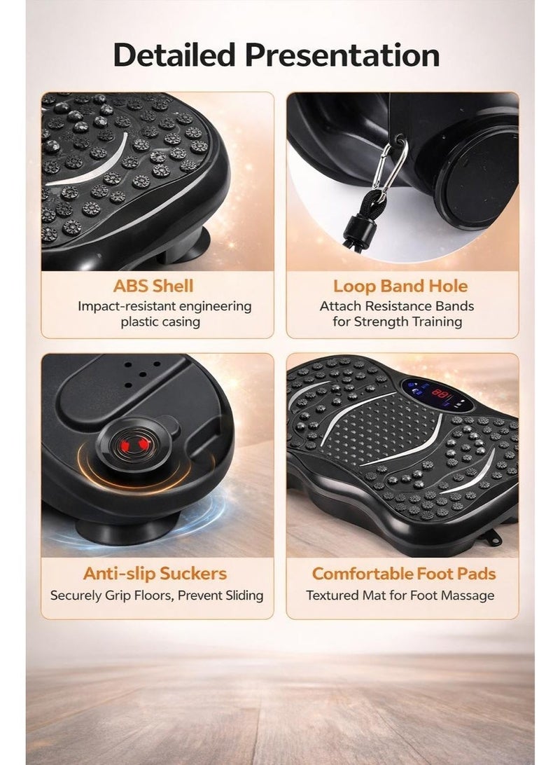 Vibration Fitness Exercise Platform with Remote Control & Resistance Bands – Body Shaping Vibration Plate for Fat Burning, Muscle Strengthening & Balance Training – Home Workout Machine - Image 3