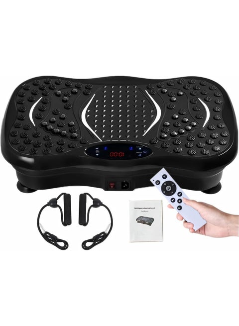 Vibration Fitness Exercise Platform with Remote Control & Resistance Bands – Body Shaping Vibration Plate for Fat Burning, Muscle Strengthening & Balance Training – Home Workout Machine