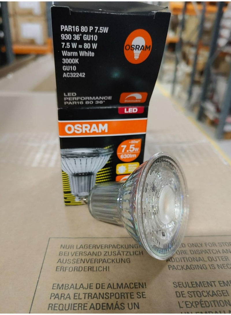 Osram Osram Dimmable PAR16 GU10 LED Bulb 36 Degree 7.5W, Warm white 3000K (Yellow) Pack Of 10  - Image 5