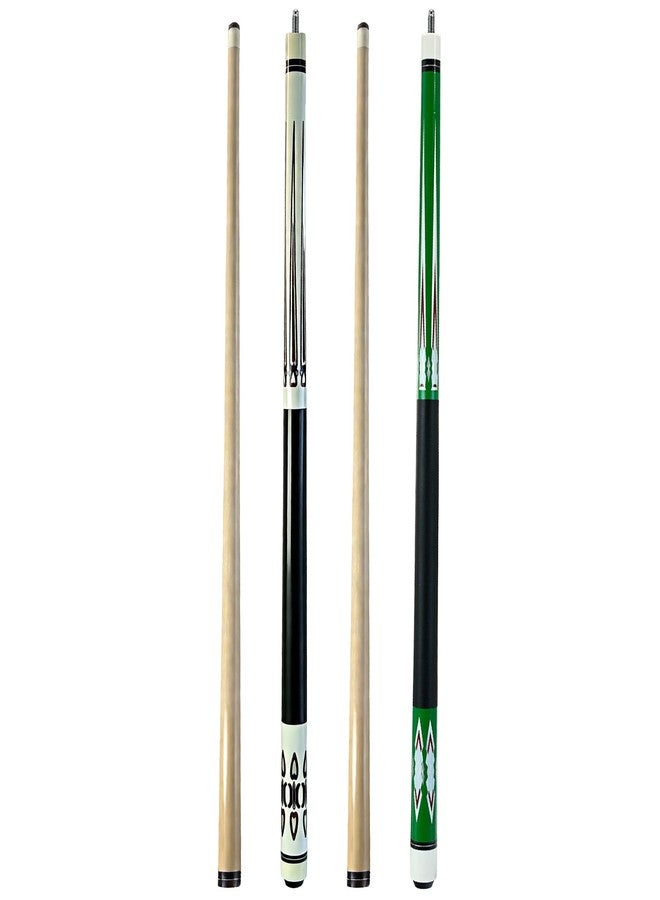 HMQQ 58" Pool Cue Stick Set (2/4/6 Pack), 2-Piece Billiard Cue with 13mm Tip, Multi-Color & Unique Pattern Design, Durable House Cue for Bar, Home & Pool Hall - Image 1