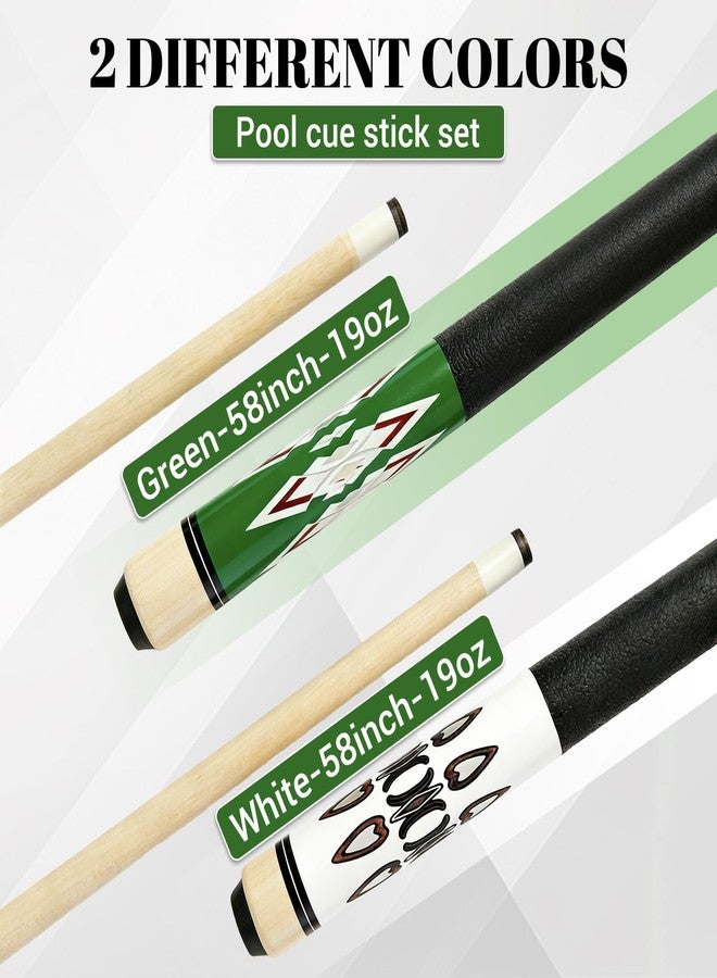 HMQQ 58" Pool Cue Stick Set (2/4/6 Pack), 2-Piece Billiard Cue with 13mm Tip, Multi-Color & Unique Pattern Design, Durable House Cue for Bar, Home & Pool Hall - Image 2