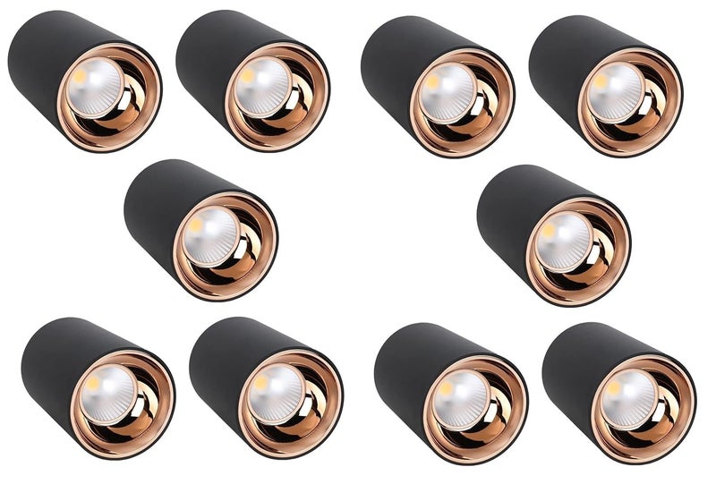 DOJI DOJI 12 watt Black Body Surface Cylinder Ceiling LightsMounted Spot LightFocus LightDown Light for Indoor BalconyRoomHallwayColorWarmwhite Pack of 10  - Image 1