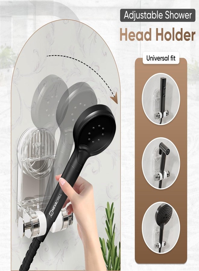 NEVADRILL Shower Head Holder, Wall Mounted, No-Drill Vacuum Suction Installation, Transparent PET, Adjustable Bracket [ND-13822] - Image 4