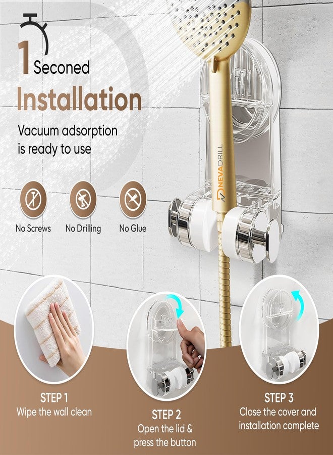 NEVADRILL Shower Head Holder, Wall Mounted, No-Drill Vacuum Suction Installation, Transparent PET, Adjustable Bracket [ND-13822] - Image 3