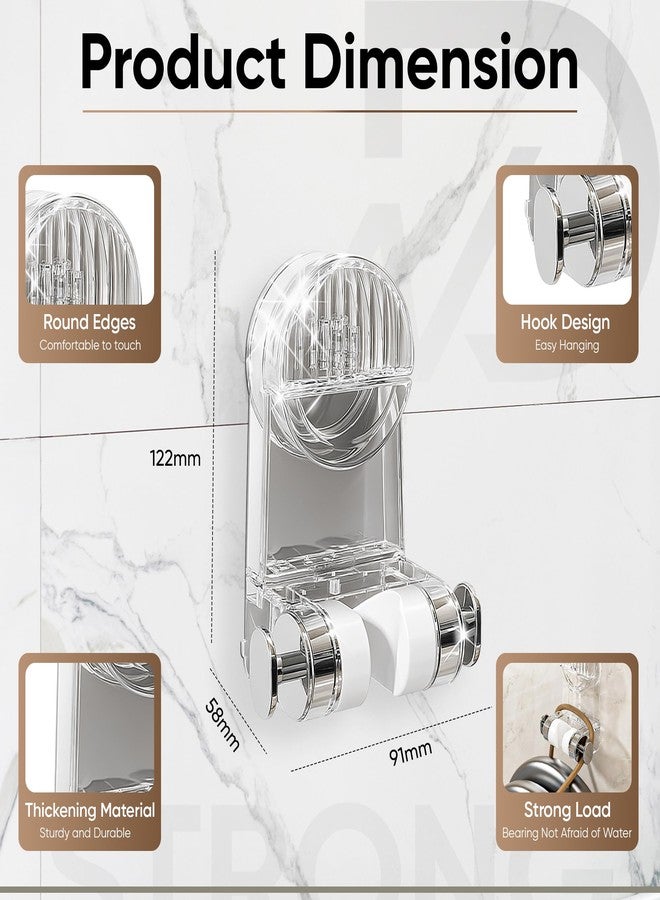 NEVADRILL Shower Head Holder, Wall Mounted, No-Drill Vacuum Suction Installation, Transparent PET, Adjustable Bracket [ND-13822] - Image 2