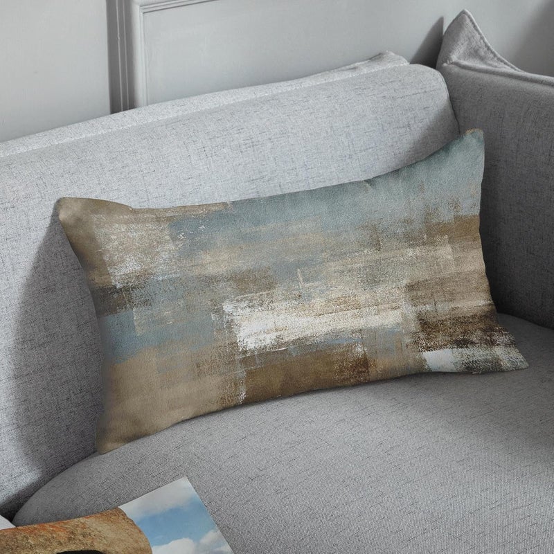 Britimes Throw Pillow Covers Modern Home Art Decor, 12 x 20 Inches Set of 2 Pillow Cases Decorative, Abstract Oil Painting Pillowcases for Bedroom, Living Room, Grey Beige - Image 3