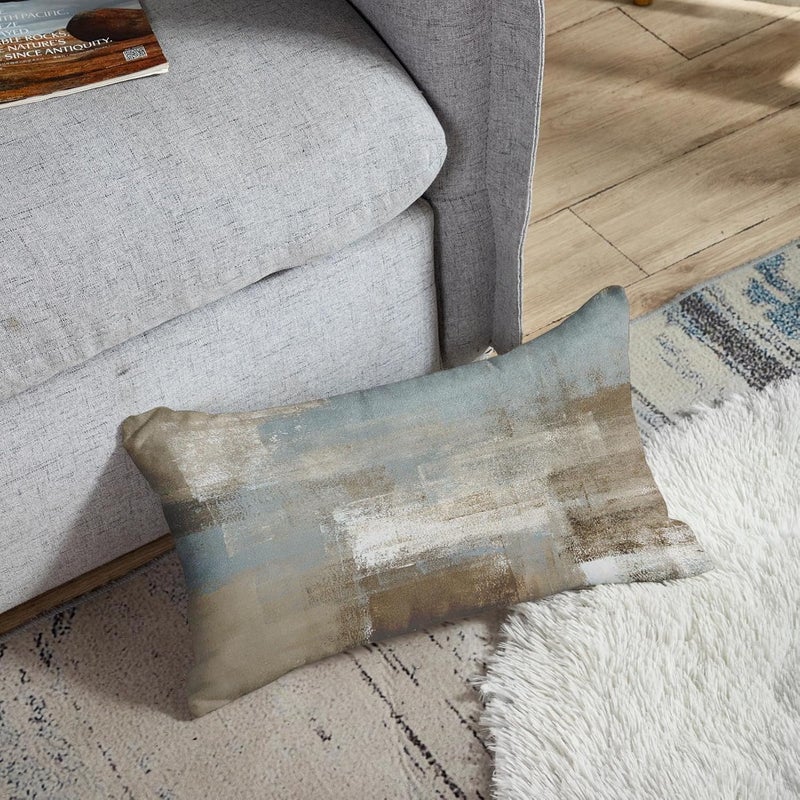 Britimes Throw Pillow Covers Modern Home Art Decor, 12 x 20 Inches Set of 2 Pillow Cases Decorative, Abstract Oil Painting Pillowcases for Bedroom, Living Room, Grey Beige - Image 5