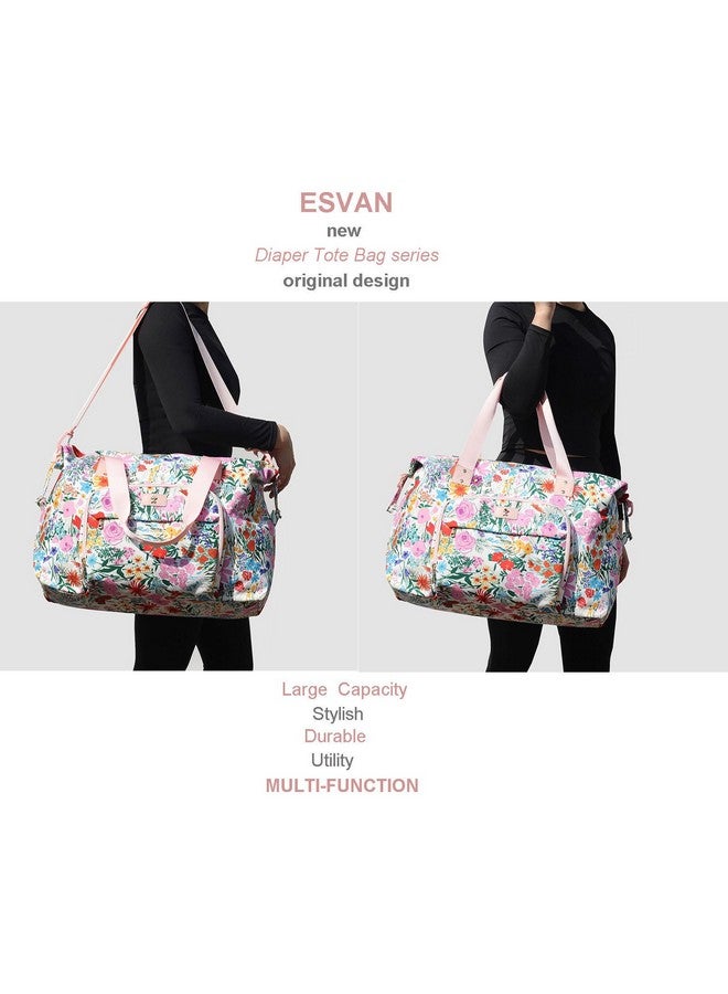 ESVAN Diaper Bag Tote, Travel Overnight Carry-on Duffel Gym Bag, Multifunction Linen Canvas Dry Wet Maternity weekender - Image 5