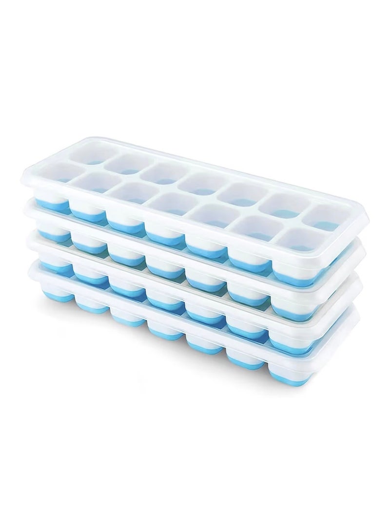Airabc Ice Cube Tray, Pack of 4 Silicone Ice Cube Trays with Lid, Space-Saving and Stackable Ice Tray Ice Cube, LFGB Certified and BPA Free Square Ice Cube Trays Easy to Remove - Image 1