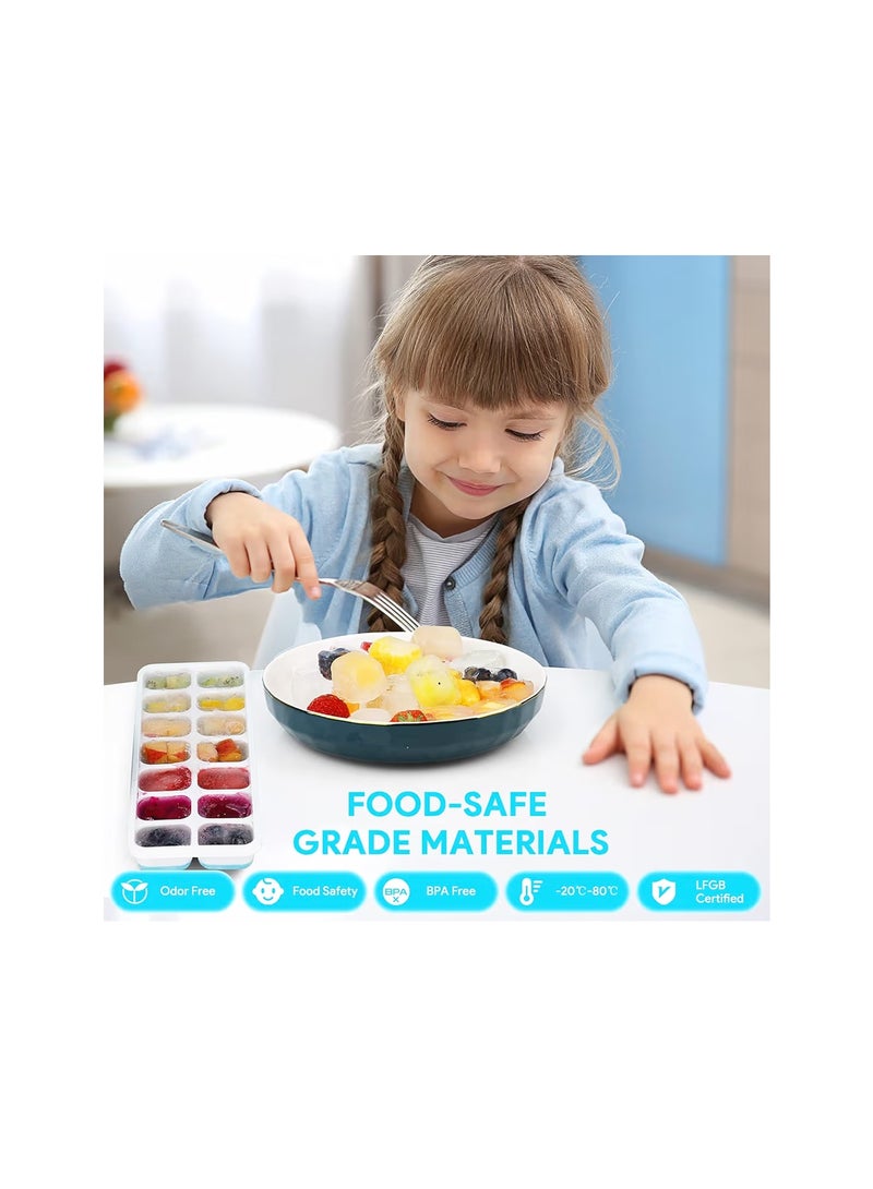 Airabc Ice Cube Tray, Pack of 4 Silicone Ice Cube Trays with Lid, Space-Saving and Stackable Ice Tray Ice Cube, LFGB Certified and BPA Free Square Ice Cube Trays Easy to Remove - Image 4