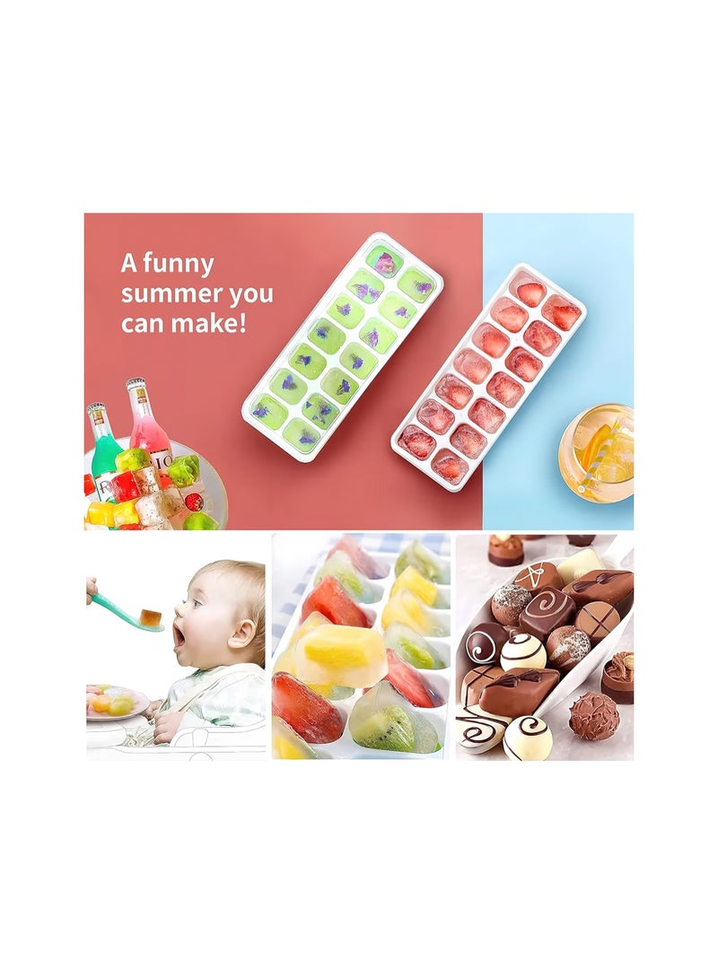Airabc Ice Cube Tray, Pack of 4 Silicone Ice Cube Trays with Lid, Space-Saving and Stackable Ice Tray Ice Cube, LFGB Certified and BPA Free Square Ice Cube Trays Easy to Remove - Image 3