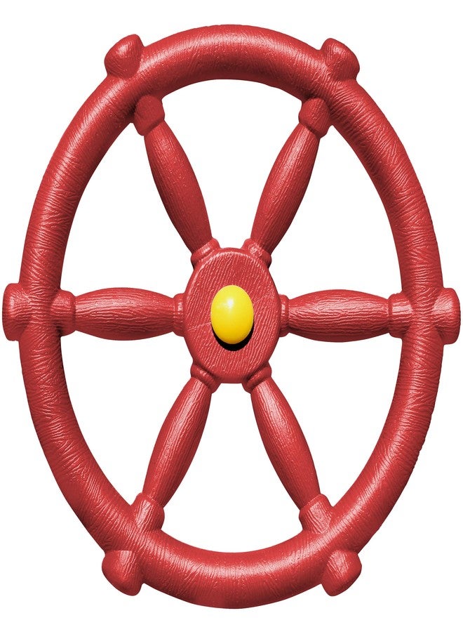 Jungle Gym Kingdom Swing Set Accessories - Pirate Ship Steering Wheel for Kids Outdoor Playhouse, Treehouse & Backyard Playset - Playground Equipment (Red) - Image 1
