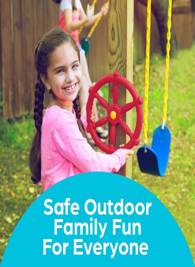 Jungle Gym Kingdom Swing Set Accessories - Pirate Ship Steering Wheel for Kids Outdoor Playhouse, Treehouse & Backyard Playset - Playground Equipment (Red) - Image 2