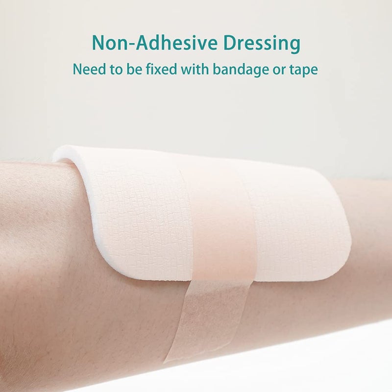 Dimora Foam Dressing, Sterile Non-Adhesive Hydrophilic Pads, Highly Absorbent 4"x4"(10 cm*10 cm) Pack of 10 Square Waterproof Dressing for Wound Care - Image 5