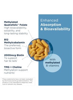 designs for health Vitamin B Supreme - Vitamin B Complex for Mood + Energy Support - Bioactive Methyl Folate, Methyl B12, Niacinamide + Thiamine B1 Supplement (60 Vegan Capsules)  - Image 3