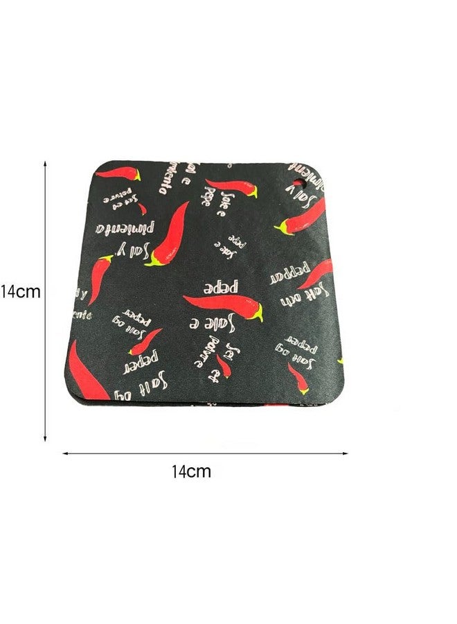 ZEELPETAL Drink Coasters, Tea Cup Coaster Set with Cloth Silicone Base Decorative Cup Coaster for Kinds of Mugs and Cups, Unique Pattern Design, Tea & Coffee Cup Mat - Set of 6, (Square) - Image 4