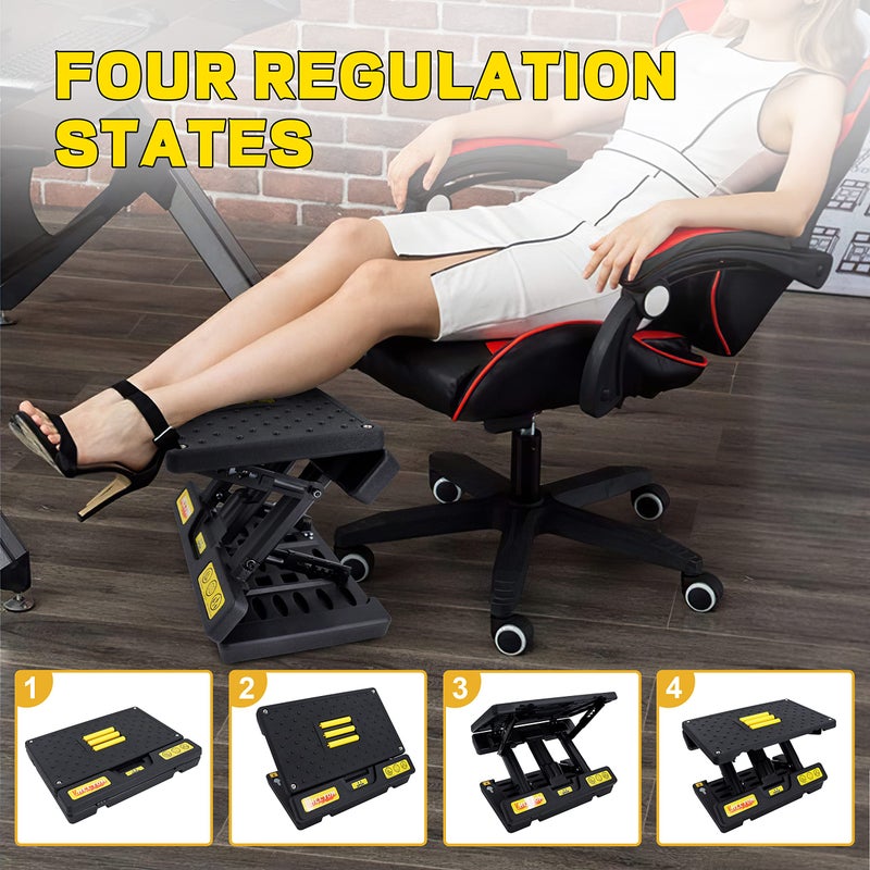 Vhelyom Foot Rest for Under Desk at Work,Height Adjustable Footrest with Massage Roller and Thick Cushion,Ergonomic Foot Rest for Car,Office,Home,Train,Travel,Gaming,Sturdy Metal Frame All-Season Use - Image 4