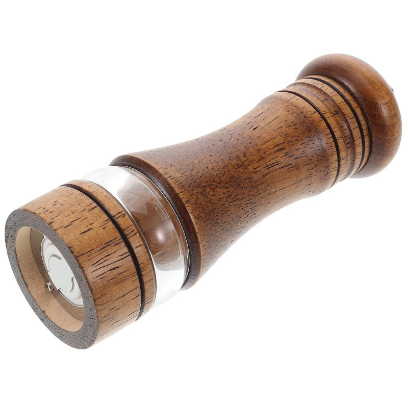 Oak Pepper Grinder with Ceramic Core Handheld Mill for Sea Salt and Spices Vintage Acrylic Body - Image 2