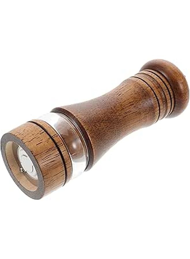 Oak Pepper Grinder with Ceramic Core Handheld Mill for Sea Salt and Spices Vintage Acrylic Body - Image 1