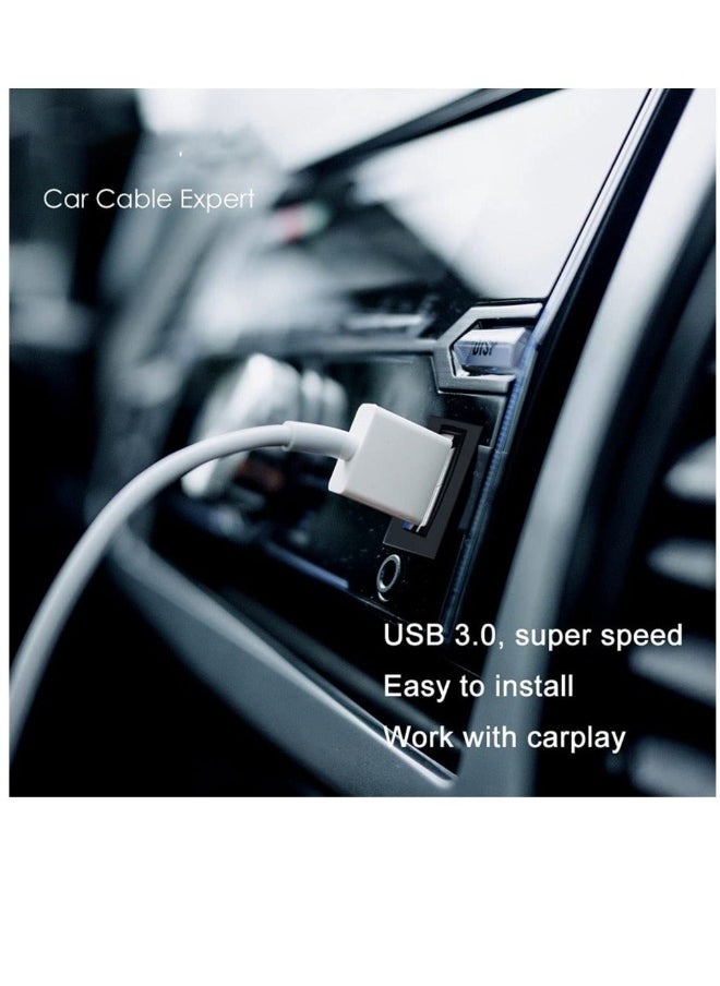 Generic - Square Single Port USB 3.0 Panel Flush Mount Extension Cable with Buckle, for Car Truck Boat Motorcycle Dashboard 1ft - Image 1