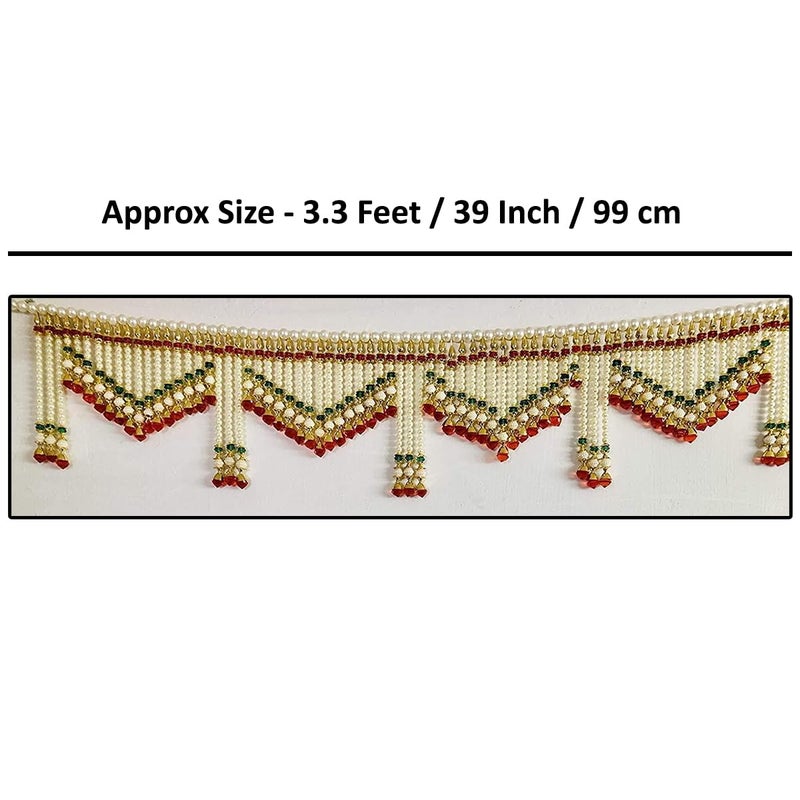 Saugat Traders Moti Toran For Entrance Door-Pearl-Beads Decorative Main Door-Fancy Toran Mandir & Home Decor-Bhandwar For Wedding, Festivals, Diwali -Traditional Design -3 Feet, 95 CM - Image 2