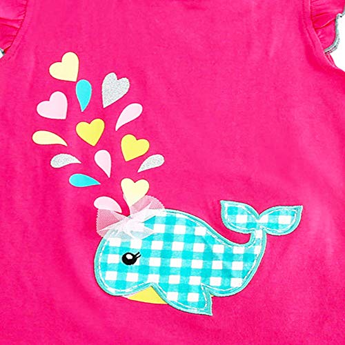 Bumeex Baby Girls Summer Clothes Outfit,Whale Top and Shorts Clothing Set Raspberry 2t - Image 2