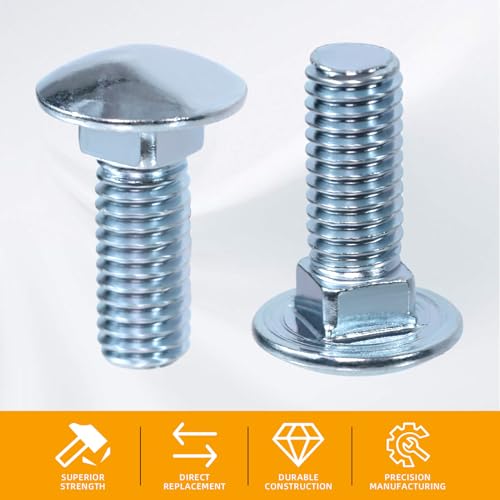 CHENACC Chrome Bumper Bolts Kit 7/16 Carriage Blots Capped Round Head Compatible with Ford 7/16-14x1-1/4 (4 Set); Front Rear Bumper Bolts, Hex Nuts, and Lock Washers - Image 4