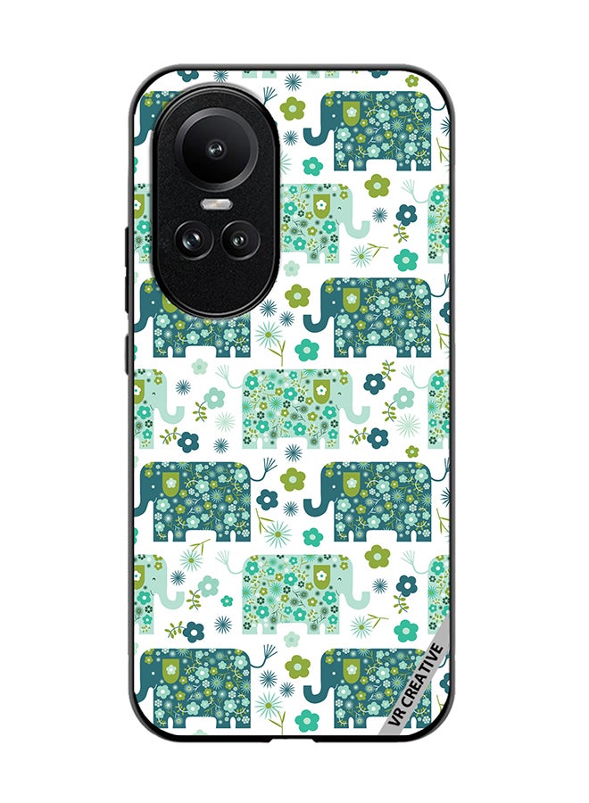 VR CREATIVE Protective Case Cover For Oppo Reno 10 Cute Elephant Green Design Multicolour - Image 1