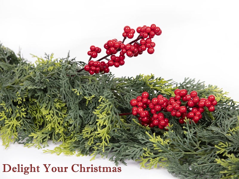 Artificial 32 Pcs Red Berry Stems, Lescli Holly Berry Stems Xmas Red Berry Picks with Fruit Clusters for Christmas Tree Decor Wreath Garland DIY Crafts Home Holiday Wedding Decoration - Image 3