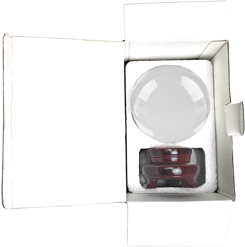 Amlong Crystal Meditation Divination Sphere - Clear 4.2 Inch (110mm) Crystal Ball with Wooden Stand and Gift Box - Image 3