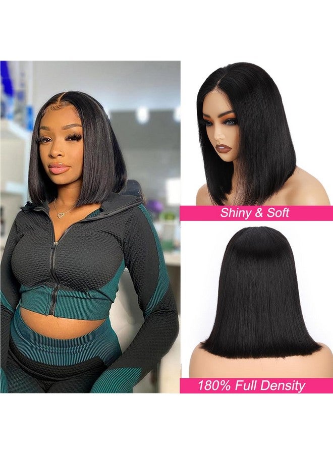 إل أس هير باروكة شعر بوب بدون غراء من LS HAIR، شعر بشري قصير مستقيم مسبق النتف، باروكة شعر بوب للنساء ذوات البشرة السوداء، مقطوعة مسبقًا، إغلاق دانتيل 4×4، شفاف عالي الدقة، باروكة شعر أمامية بدون غراء، شعر بشري بكثافة 180%، 10 بوصات - Image 4