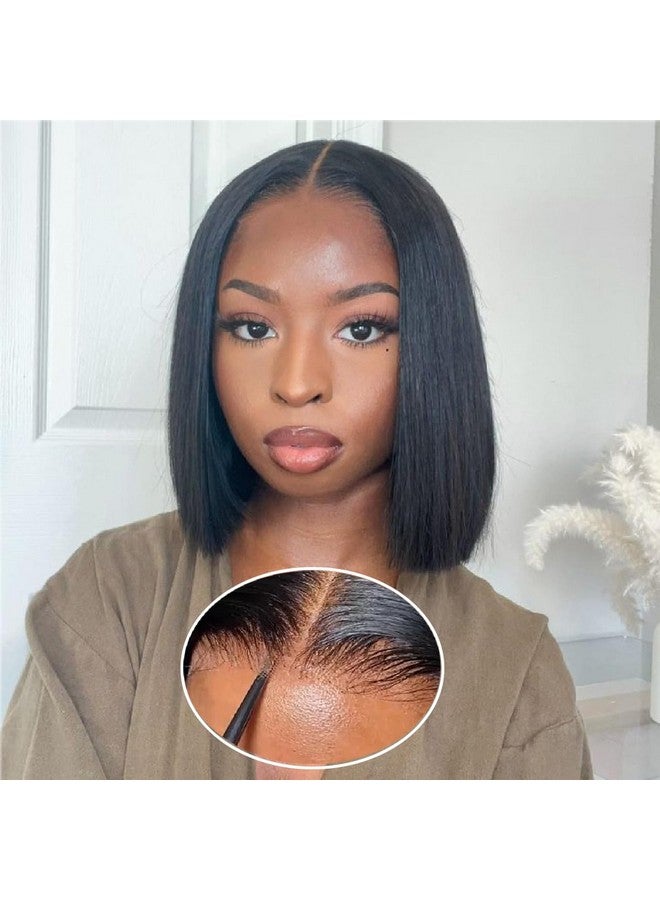 إل أس هير باروكة شعر بوب بدون غراء من LS HAIR، شعر بشري قصير مستقيم مسبق النتف، باروكة شعر بوب للنساء ذوات البشرة السوداء، مقطوعة مسبقًا، إغلاق دانتيل 4×4، شفاف عالي الدقة، باروكة شعر أمامية بدون غراء، شعر بشري بكثافة 180%، 10 بوصات - Image 1