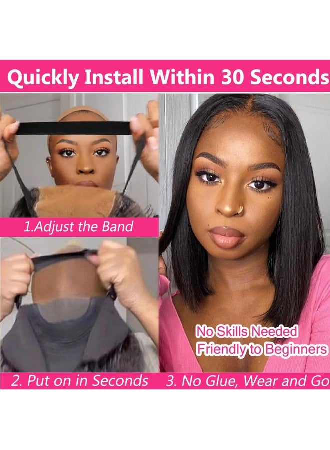 إل أس هير باروكة شعر بوب بدون غراء من LS HAIR، شعر بشري قصير مستقيم مسبق النتف، باروكة شعر بوب للنساء ذوات البشرة السوداء، مقطوعة مسبقًا، إغلاق دانتيل 4×4، شفاف عالي الدقة، باروكة شعر أمامية بدون غراء، شعر بشري بكثافة 180%، 10 بوصات - Image 2