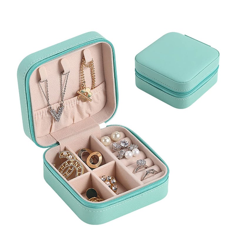 Mini Jewelry Travel Case, Small Travel Jewelry Organizer, Travel Portable Jewelry Case for Ring, Pendant, Earring, Necklace, Bracelet Organizer Storage Holder Boxes (Blue)