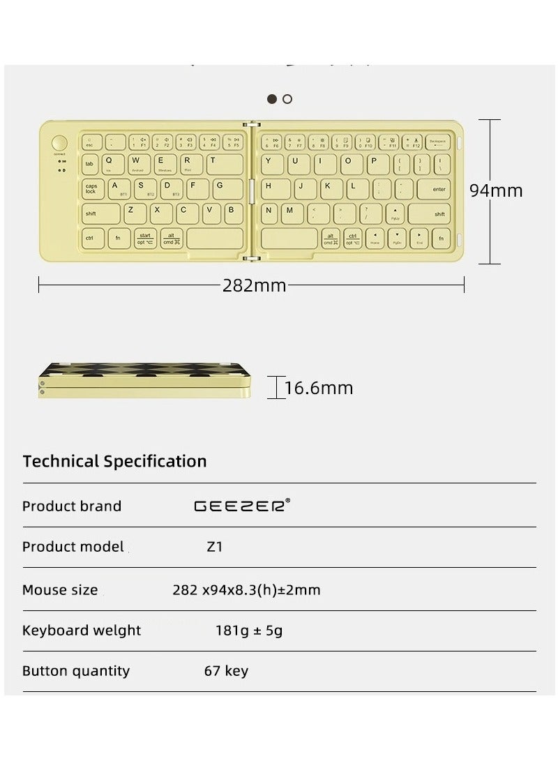 GEEZER MOFII Cute Foldable Keyboard ABS Light Weight Portable Keyboard Bluetooth Mini Keyboards 67 keys for MacOS/IOS/Windows/Android - Image 2