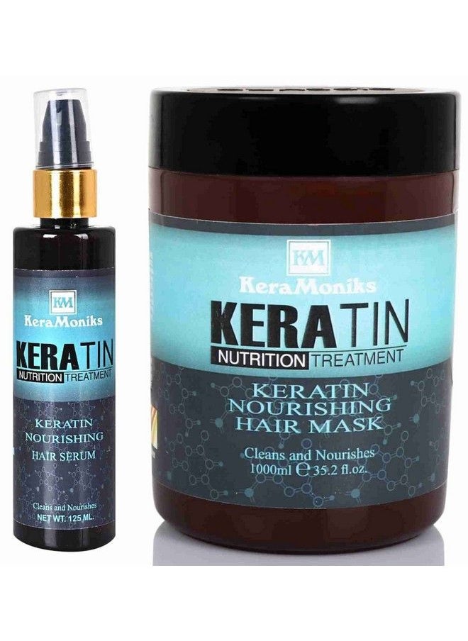 KeraMoniks - Keratin Nourishing Hair Mask 1000 Ml + Keratin Hair Serum 125 Ml (Pack Of 2) - Image 1