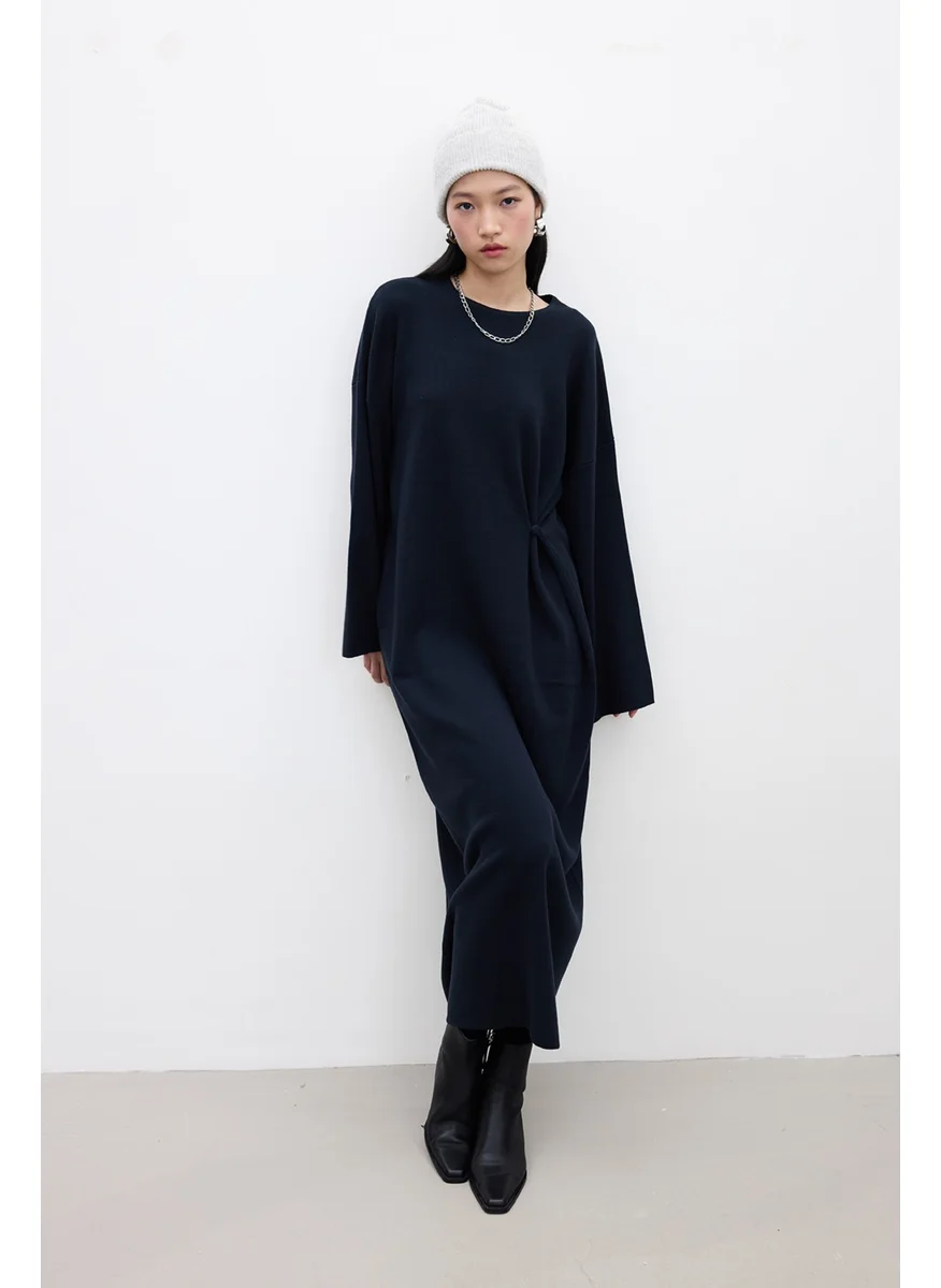 مانوكا Knit Tie Dress Navy Blue
