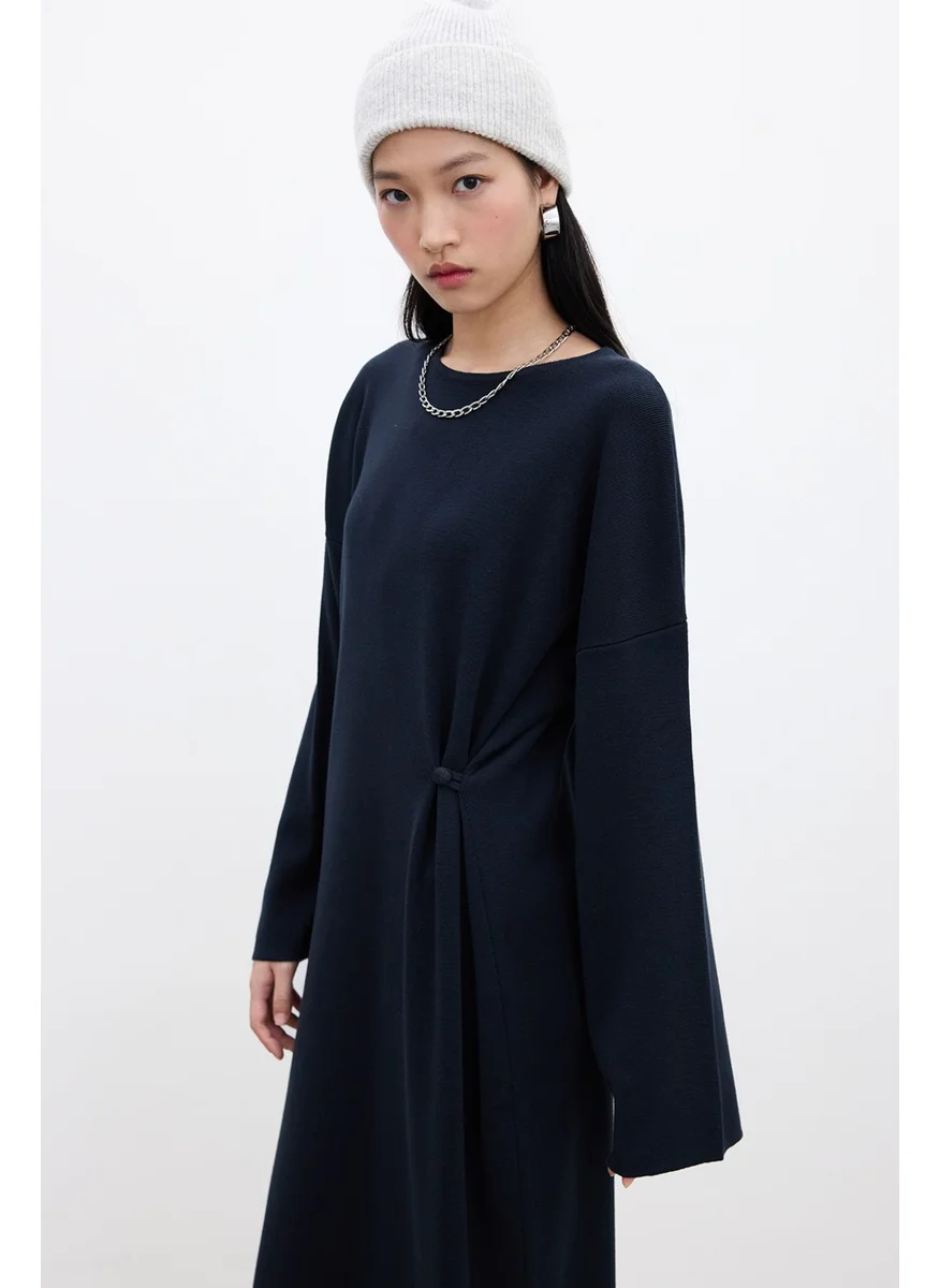 مانوكا Knit Tie Dress Navy Blue