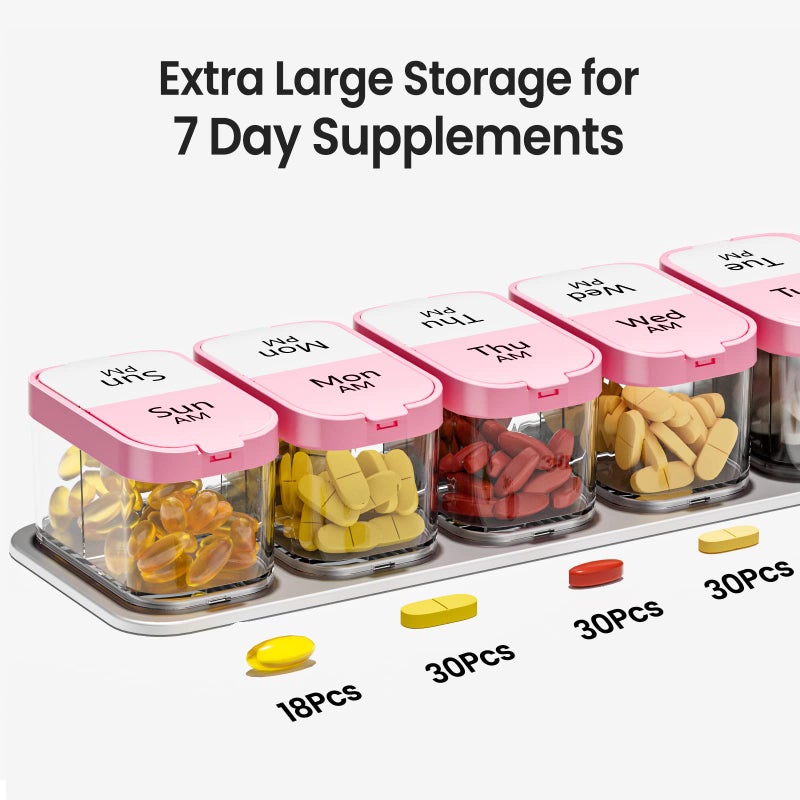 Daviky Extra Large Pill Organizer Weekly, XL Medicine Pill Organizer 2 Times a Day, Big Pill Box 7 Day AM PM for Vitamins, Supplements and Medication - Image 5