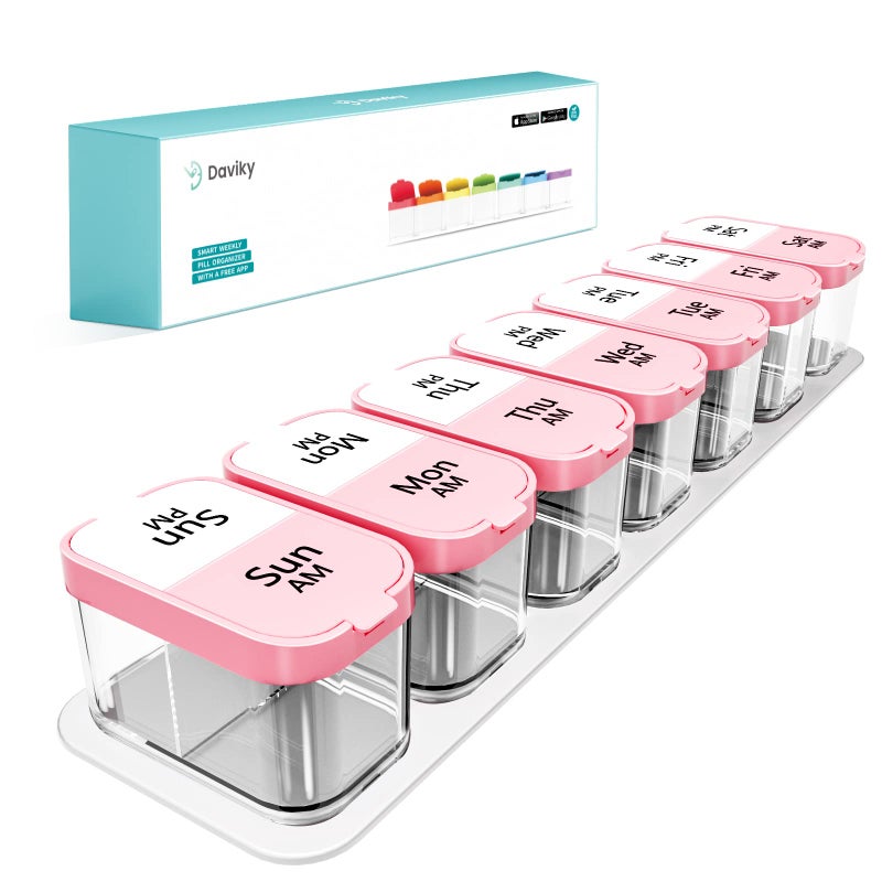 Daviky Extra Large Pill Organizer Weekly, XL Medicine Pill Organizer 2 Times a Day, Big Pill Box 7 Day AM PM for Vitamins, Supplements and Medication - Image 1