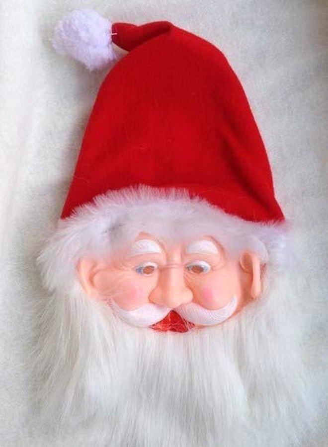 brown leaf� Christmas Santa Front Mask with Attached Cap For Christmas Party Celebration (Set Of 4) - Image 3