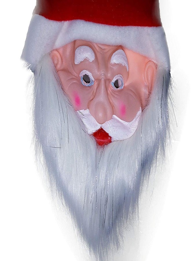 brown leaf� Christmas Santa Front Mask with Attached Cap For Christmas Party Celebration (Set Of 4) - Image 4
