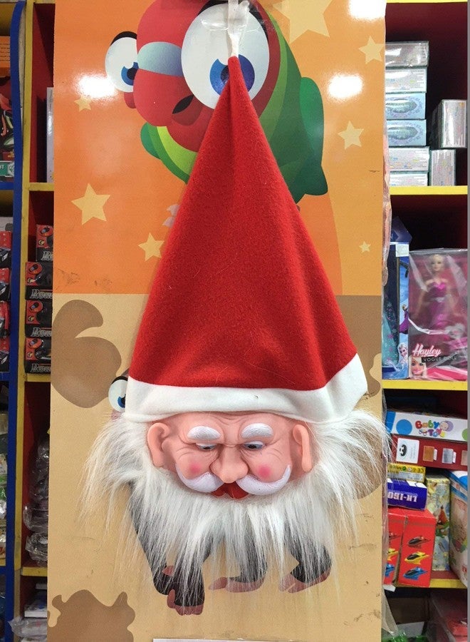 brown leaf� Christmas Santa Front Mask with Attached Cap For Christmas Party Celebration (Set Of 4) - Image 2