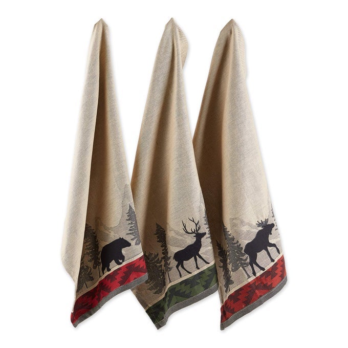 WOODLANDS COLLECTION DISHTOWEL SET 18X28 IN THE WOODS 3 PIECE
