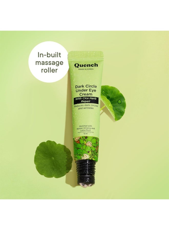 كوينش كريم Quench الكوري لعلاج الهالات السوداء تحت العين مع أداة تدليك دوارة مبرّدة | غني بخلاصة عشبة "سيكا" المرممة والجنسنغ الكوري | يقلل من الانتفاخ والخطوط الدقيقة | يمنح إشراقاً لمنطقة تحت العين | صُنع في كوريا (15 مل) - Image 2