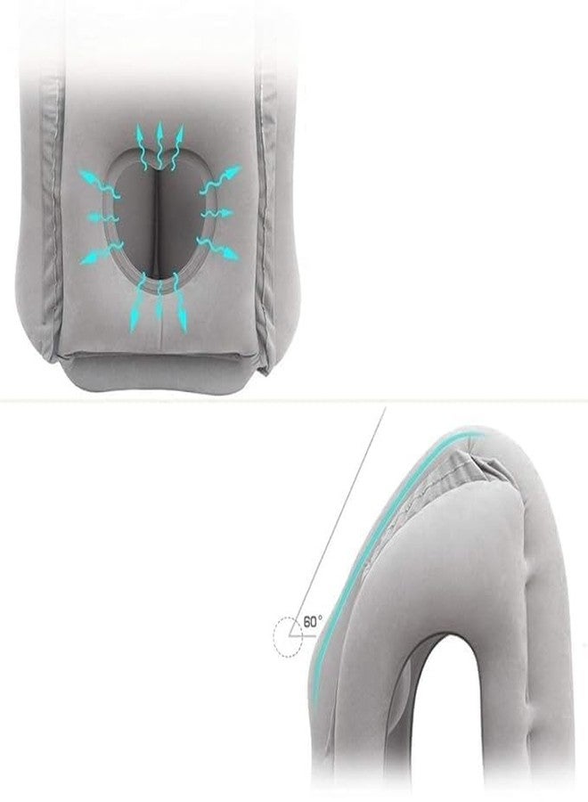 GETZET Inflatable Travel Pillow, Neck and Head Support for Long Airplane Flight Sleeping for Cars, Buses, Trains, Office Napping Use for Men & Women Avoid Neck & Shoulder Pain Relif. (Greycolor) - Image 3