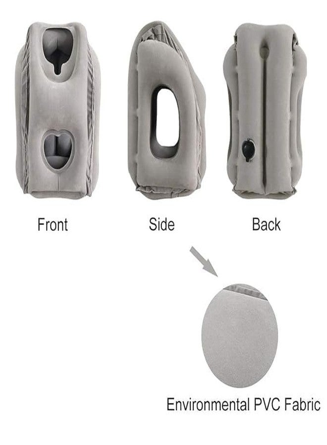 GETZET Inflatable Travel Pillow, Neck and Head Support for Long Airplane Flight Sleeping for Cars, Buses, Trains, Office Napping Use for Men & Women Avoid Neck & Shoulder Pain Relif. (Greycolor) - Image 4