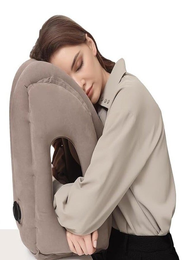 GETZET Inflatable Travel Pillow, Neck and Head Support for Long Airplane Flight Sleeping for Cars, Buses, Trains, Office Napping Use for Men & Women Avoid Neck & Shoulder Pain Relif. (Greycolor) - Image 5