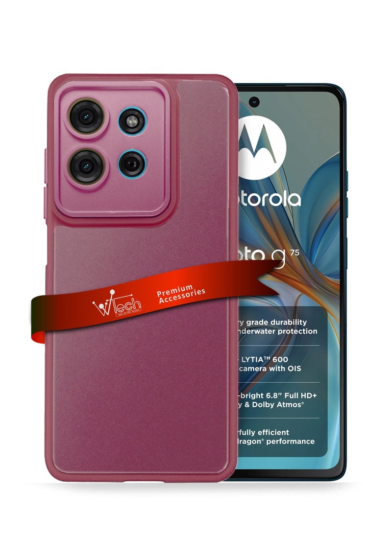 Wtech Motorola Moto G75 5G 2024 Hybrid Silicone with Translucent Back Protective Lens Shield Case Cover - Fuchsia Rose - Image 1