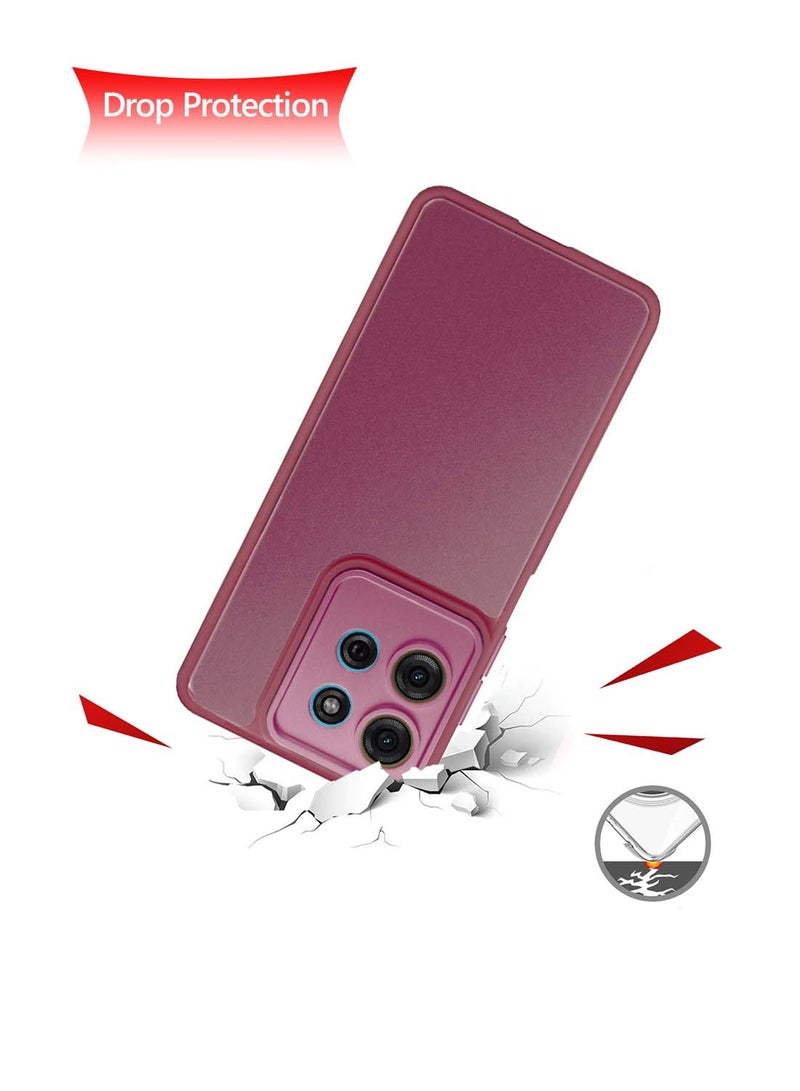 Wtech Motorola Moto G75 5G 2024 Hybrid Silicone with Translucent Back Protective Lens Shield Case Cover - Fuchsia Rose - Image 4